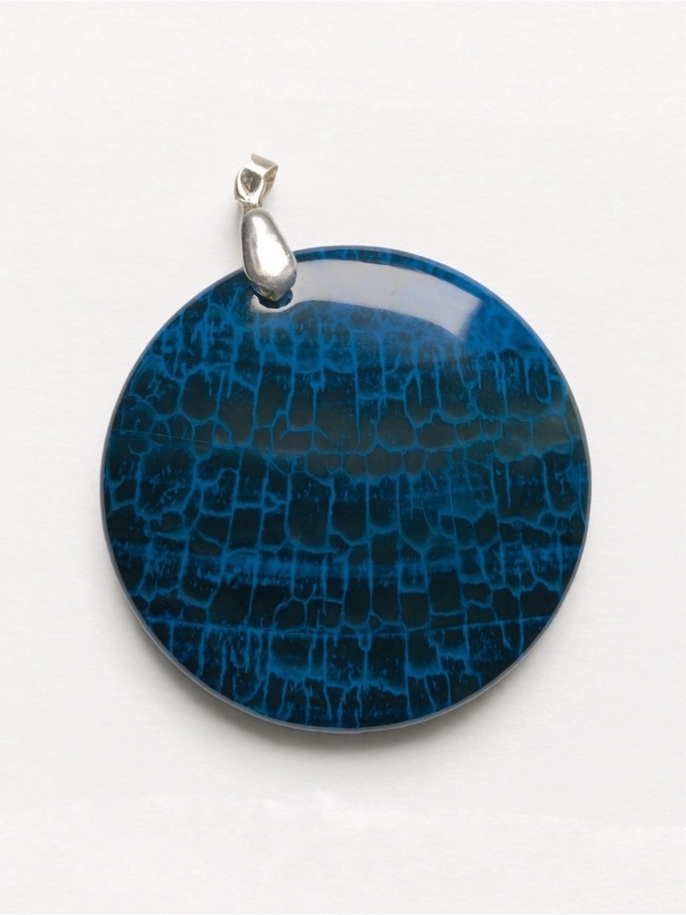 Statement Blue and Black Dragon Vein Agate Pendant